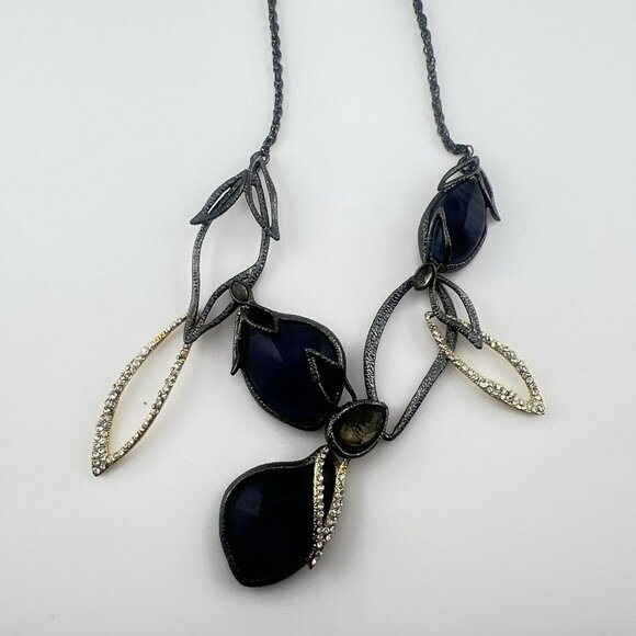 Alexis Bittar Necklace Elements Dark Phoenix Leaf Multi Stone Blue *FLAW* $395 - Picture 9 of 16